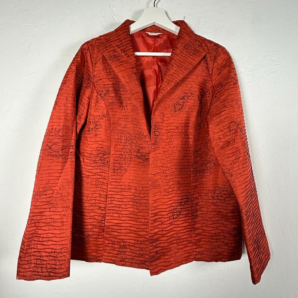 Christopher & Banks Womens Paisley Print Textured Silk Jacket Medium Red Black